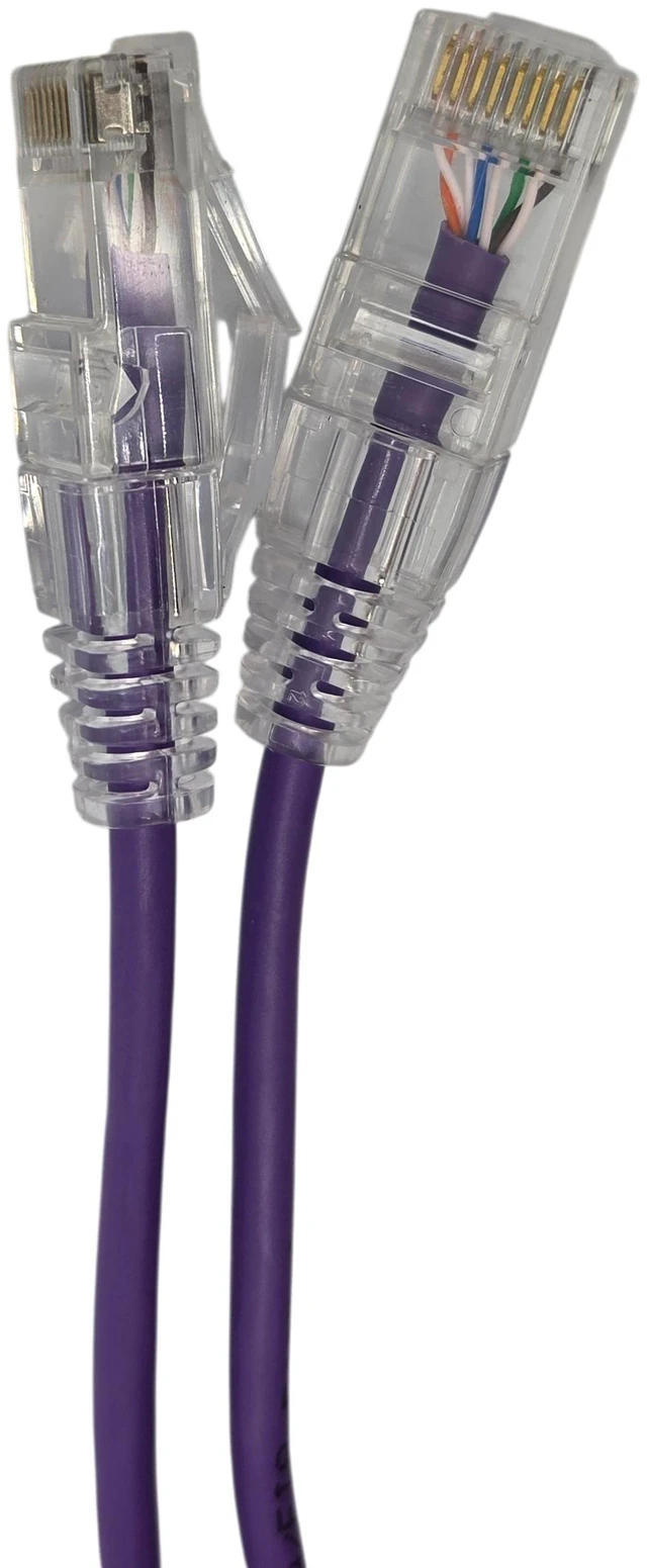 Alt view image 2 of 4 - MICRO CONNECTORS 7 Feet Cat 6A Ultra Slim Patch Cable (28AWG) Purple 50-Pack (E09-007P-SL50)