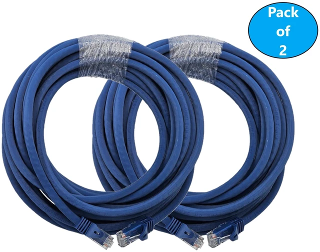 Main image of MICRO CONNECTORS 25 Feet Cat 6A UTP Ethernet Patch (24AWG) Cable (Blue) 2-Pack (E09-025BL-2)