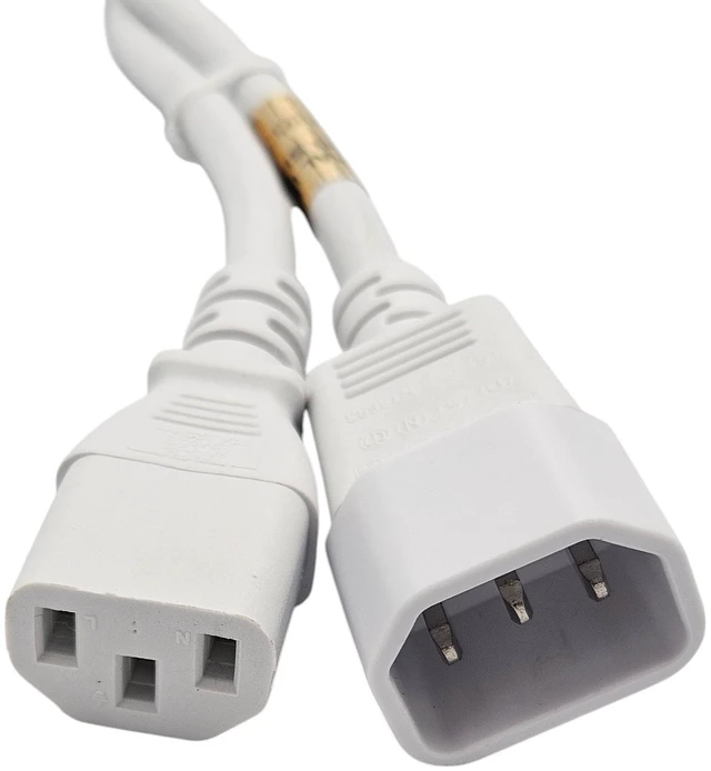 Alt view image 2 of 4 - MICRO CONNECTORS 6 Feet AC Power Extension Cord 18AWG (C13 to C14) (White) 5-Pack (M05-113EULW-5P)