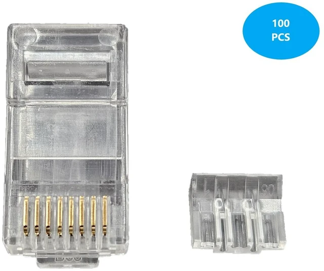 Alt view image 2 of 4 - MICRO CONNECTORS Cat6/6A RJ45 Connectors & Boots for Slim Stranded (28/32 AWG) Cable with Load Bar 100/100-Pack (C20-FRTSL6-KIT)
