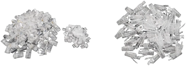 Main image of MICRO CONNECTORS Cat6/6A RJ45 Connectors & Boots for Slim Stranded (28/32 AWG) Cable with Load Bar 100/100-Pack (C20-FRTSL6-KIT)