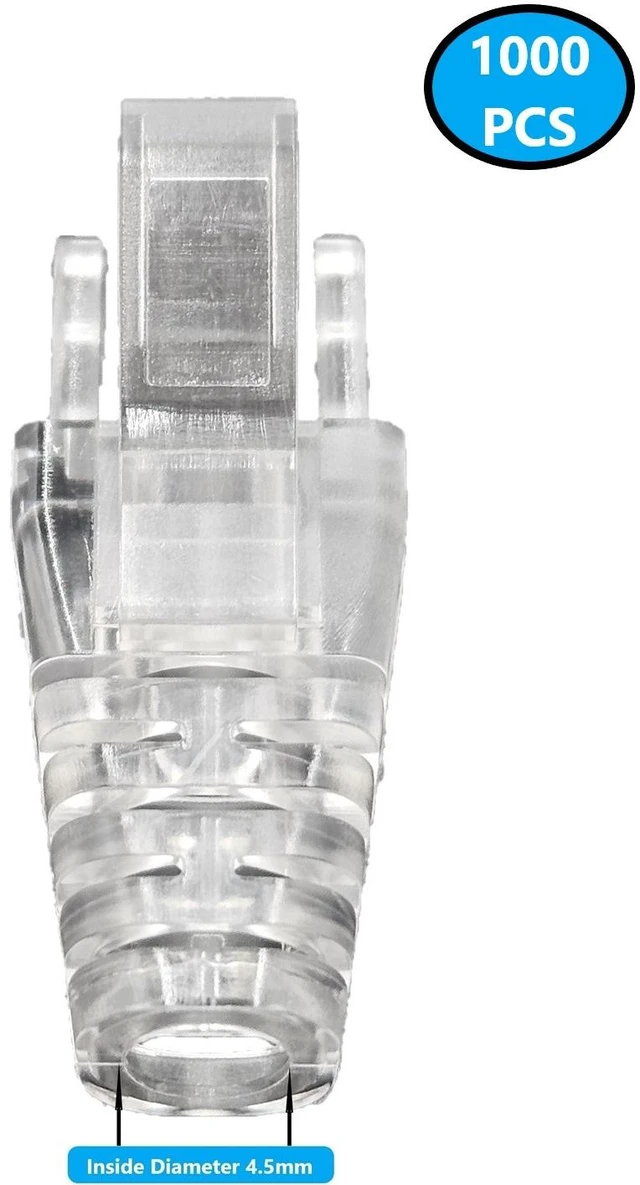 Alt view image 3 of 4 - MICRO CONNECTORS Cat6/6A RJ45 Connectors & Boots for Slim Stranded (28/32 AWG) Cable with Load Bar 1000/1000-Pack (C20-FRTSL6-1K)