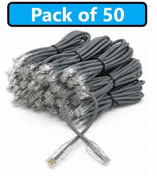Main image of MICRO CONNECTORS 1 Feet CAT 6 Ultra Slim Patch (28AWG) Cable Gray 50-Pack (E08-001-SL50)