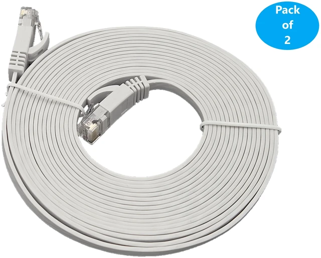 Alt view image 2 of 5 - MICRO CONNECTORS 50 Feet Cat6 UTP RJ45 Flat Patch 30AWG Cable (White) 2-Pack (E08-050FLW-2P)
