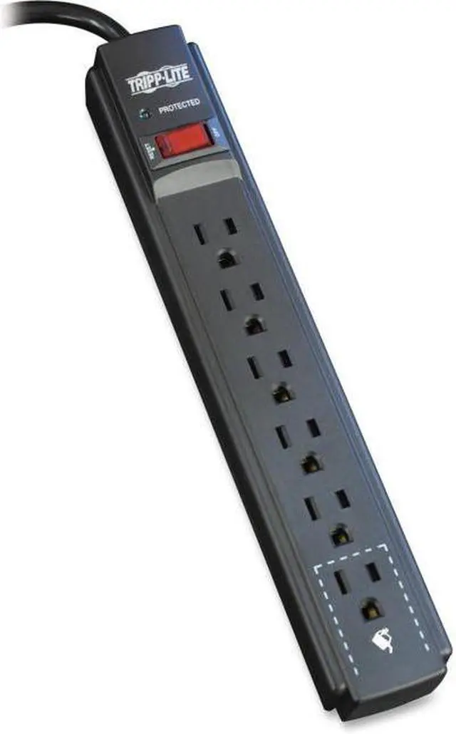 Alt view image 9 of 15 - Tripp Lite Tlp606B 6-Outlet Surge Protector/Suppressor ,6-Ft Cord, Black