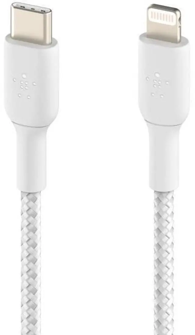 Alt view image 3 of 6 - BELKIN CAA004bt2MWH BOOST CHARGE White Braided USB-C to Lightning Cable 6.56 ft. (2.0 m)