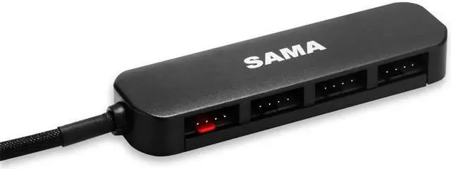 Alt view image 2 of 7 - SAMA PWM Fan Hub, Supports up to 4 Fans (3-pin or 4-pin), 4 Way Splitter Sleeved PWM Fan Splitter Hub Adapter Cable for Desktop Computer Cooler Case Fans