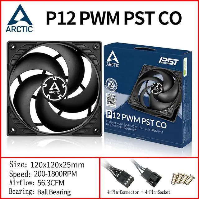 Alt view image 6 of 7 - ARCTIC P12 PWM PST CO - 120 mm Case Fan PWM Sharing Technology (PST) Pressure-optimised Dual Ball Bearing for Computer Heat Dissipation Continuous Operation 200-1800 RPM - Black 1Pack