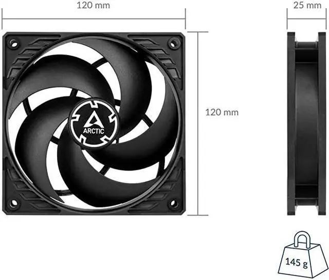 Alt view image 5 of 7 - ARCTIC P12 PWM PST CO - 120 mm Case Fan PWM Sharing Technology (PST) Pressure-optimised Dual Ball Bearing for Computer Heat Dissipation Continuous Operation 200-1800 RPM - Black 1Pack