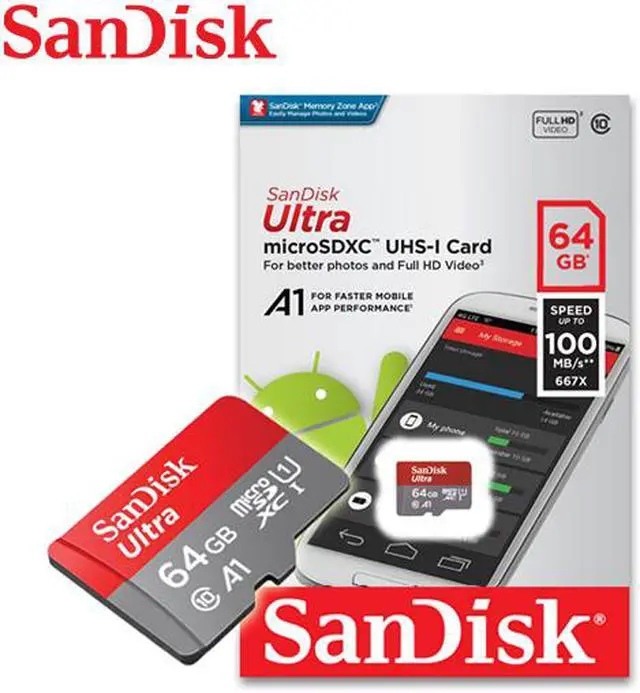 Alt view image 3 of 3 - SanDisk 64GB microSDXC Class 10 SDSQUAR-064G-GN6MN Memory Card Retail w/o Adapter