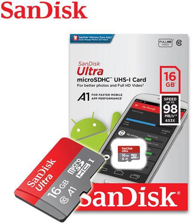 Alt view image 4 of 4 - SanDisk 16GB microSDHC Class 10 SDSQUAR-016G-GN6MN Memory Card Retail (1 Pack) w/o Adapter