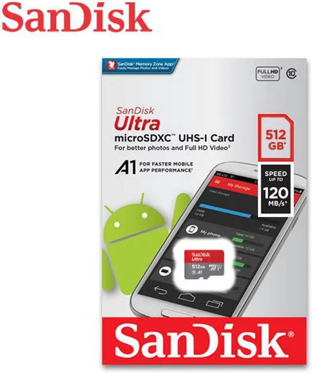 Alt view image 4 of 15 - SanDisk SDSQUA4-512G-GN6MN MAS 512GB 8pin microSDXC r120MB/s C10 U1 A1 UHS-I SanDisk Ultra microSDXC Memory Card w/out Adapter