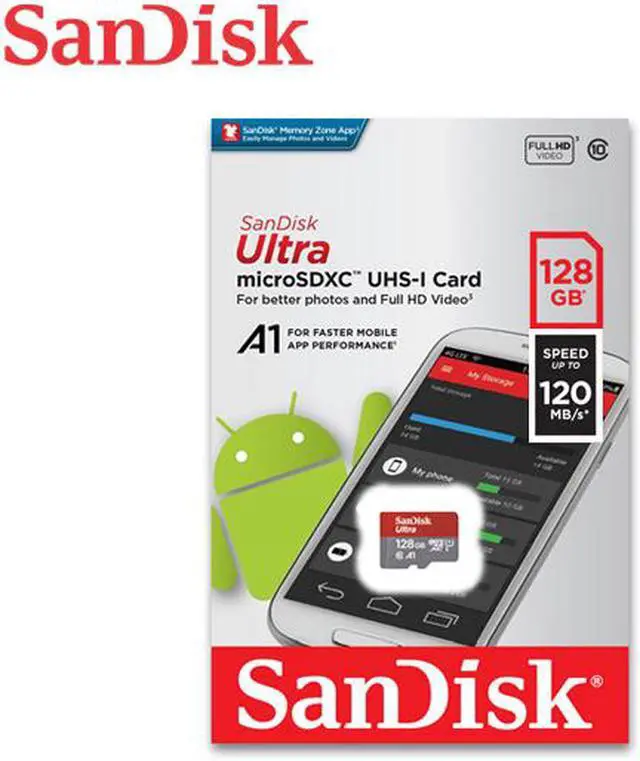Alt view image 3 of 12 - SanDisk SDSQUA4-128G-GN6MN DCM 128GB 8pin microSDXC r120MB/s C10 U1 A1 UHS-I SanDisk Ultra microSDXC Memory Card w/out Adapter