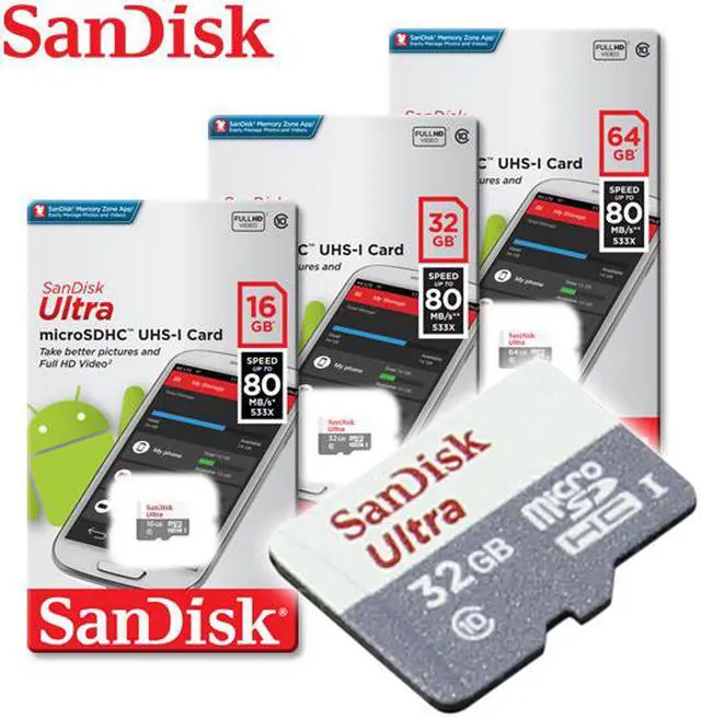 Alt view image 6 of 13 - SanDisk Ultra SDSQUNS-016G-GN3MN 16GB 80MB/s UHS-I Class 10 microSDHC Card