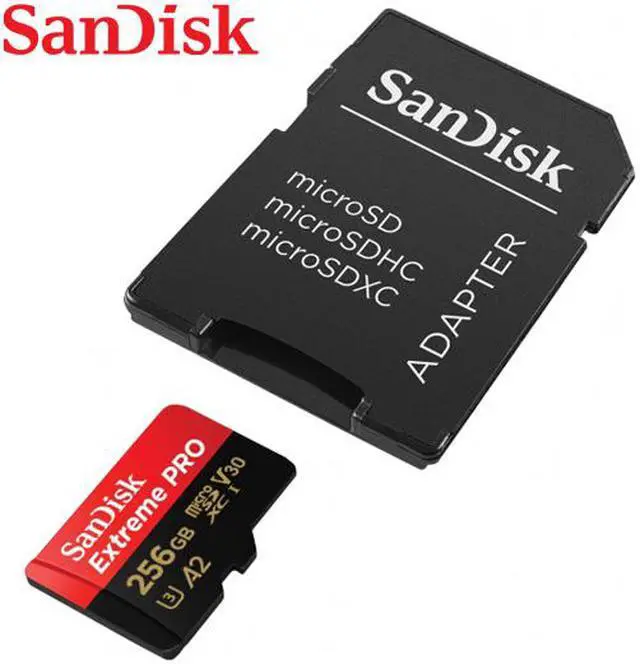Alt view image 3 of 6 - Sandisk A2 256GB Extreme PRO micro SDHC Card with Adapter W/170MB/s R/90MB/s V30 UHS-I U3