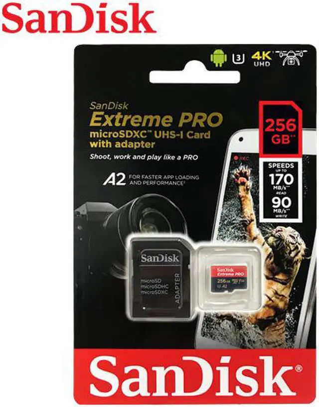 Alt view image 5 of 6 - Sandisk A2 256GB Extreme PRO micro SDHC Card with Adapter W/170MB/s R/90MB/s V30 UHS-I U3