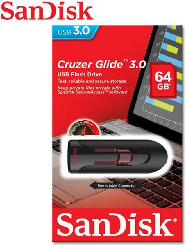 Alt view image 4 of 5 - SanDisk 64GB USB 3.0 SD CZ600 Cruzer Glide 64G SDCZ600 Flash Drive SDCZ600-064G