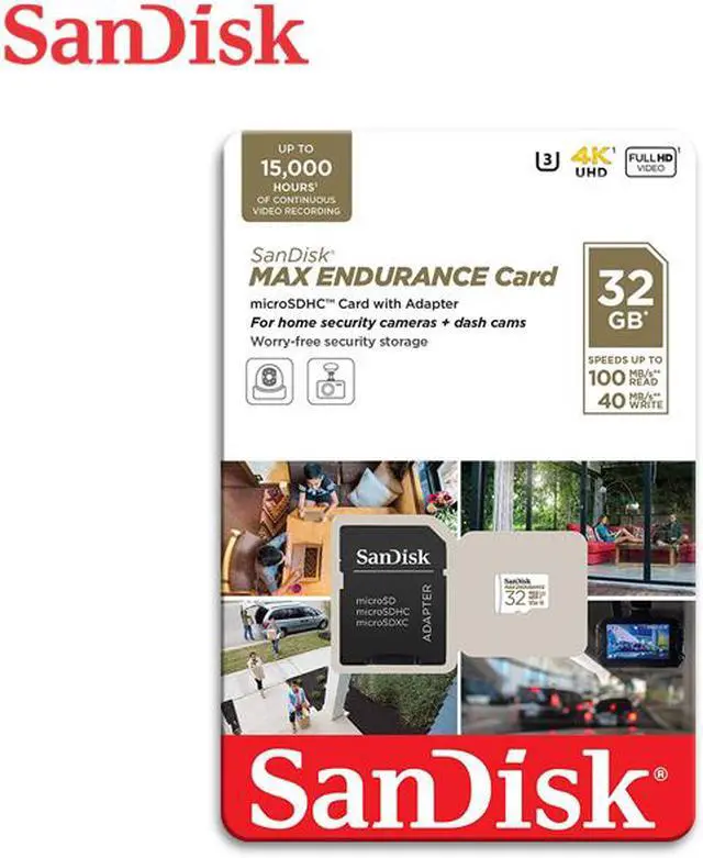 Alt view image 5 of 5 - SanDisk 32GB MAX ENDURANCE microSDHC, U3, V30, Memory Card with Adapter for Home Security Cameras and Dash Cams, Speed up to 100MB/s (SDSQQVR-032G-GN6IA)