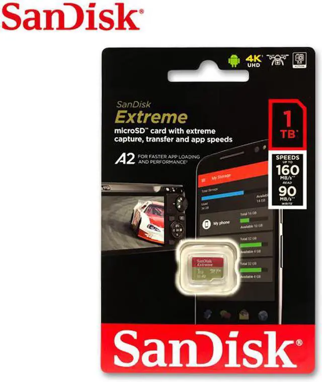 Alt view image 4 of 11 - SanDisk 1TB Extreme microSDXC 160MB/s UHS-I U3 A2 microSD 1.0 TB micro SD SDXC Flash Memory Card SDSQXA1-1T00-GN6MN with OEM Lanyard