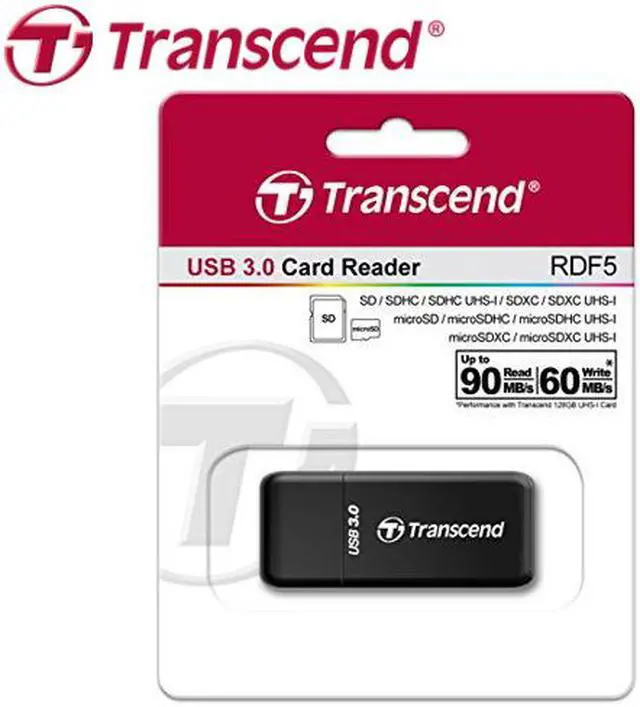 Alt view image 6 of 6 - Transcend TS-RDF5K USB 3.0 Support SDHC (UHS-I), SDXC (UHS-I), microSD, microSDHC (UHS-I), and microSDXC (UHS-I) Flash Card Reader