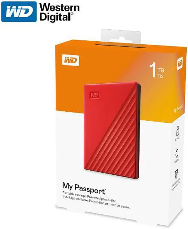 Alt view image 6 of 11 - WD 1TB My Passport Portable Storage USB 3.2 Gen 1 - Red - WDBYVG0010BRD-WESN