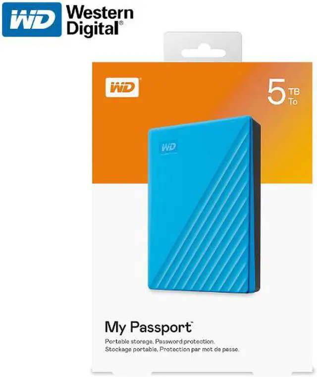 Alt view image 7 of 20 - WD 5TB My Passport Portable Storage USB 3.2 Gen 1 - Blue - WDBPKJ0050BBL-WESN