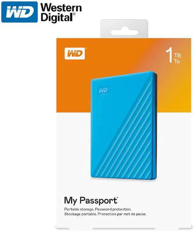 Alt view image 6 of 13 - WD 1TB My Passport Portable Storage USB 3.2 Gen 1 - Blue - WDBYVG0010BBL-WESN
