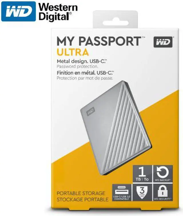 Alt view image 10 of 10 - WD 1TB Silver My Passport Ultra Portable Storage External Hard Drive USB-C for PC/Windows (WDBC3C0010BSL-WESN)