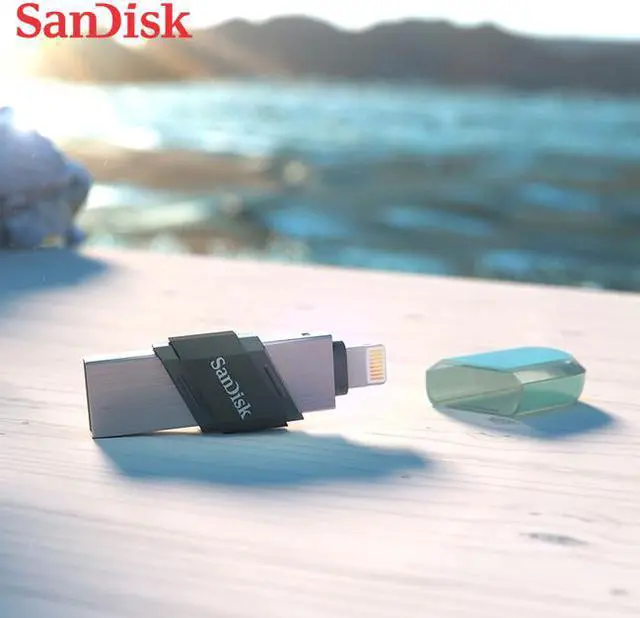 Alt view image 8 of 9 - SanDisk SDIX90N-064G-GN6NN MAG 64GB USB 3.1 Lightning iXpand Flash Drive Flip Silver/Blue
