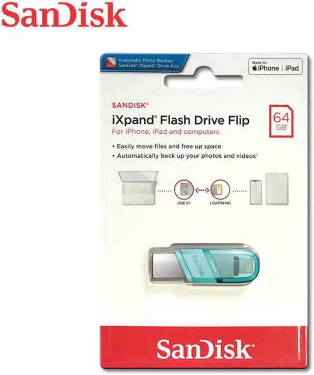 Alt view image 6 of 6 - SanDisk 64GB iXpand Flash Drive Flip USB 3.1 Gen 1 USB Type-A & Lightning (SDIX90N-064G-GN6NK)