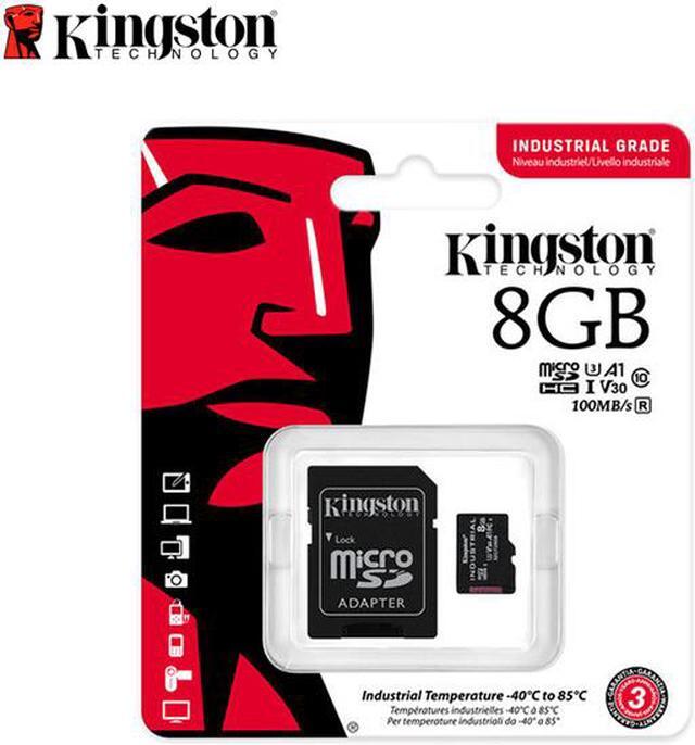 Alt view image 2 of 14 - Kingston 8GB Industrial microSD UHS-I U3 V30 A1 Memory Card, Includes SD adapter SDCIT2/8GB