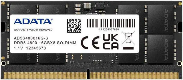 Main image of ADATA 16GB 262-Pin DDR5 SO-DIMM DDR5 4800 (PC4 38400) Laptop Memory Model AD5S480016G-B - OEM
