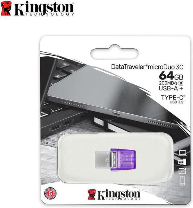 Alt view image 5 of 20 - Kingston 64GB DataTraveler microDuo 3C USB Flash Drive USB Type-C and Type-A Flash Drive