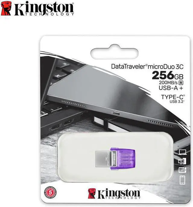Alt view image 5 of 20 - Kingston 256GB DataTraveler microDuo 3C USB Flash Drive USB Type-C and Type-A Flash Drive