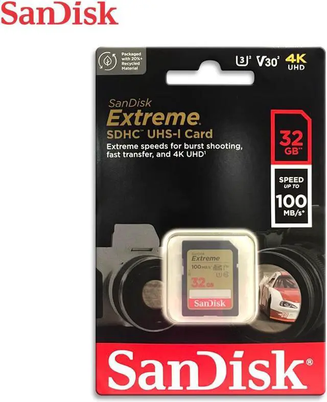 Alt view image 4 of 4 - SanDisk 32GB Extreme SDXC UHS-I/U3 Class 10 V30 Memory Card, Speed Up to 100MB/s (SDSDXVT-032G-GNCIN)