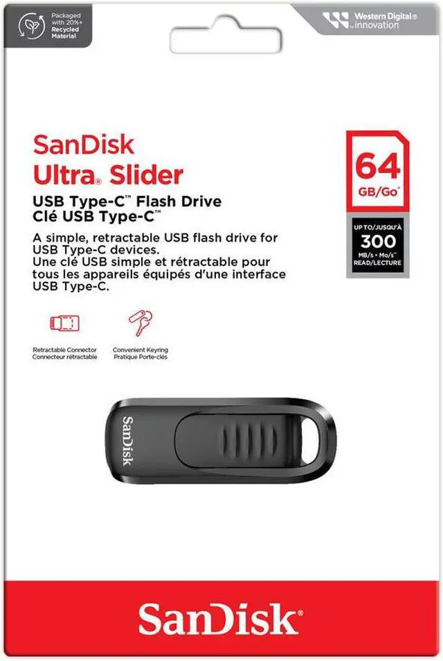 Alt view image 6 of 19 - SanDisk Ultra Slider 64GB USB Type-C Flash Drive, USB 3.2 Gen 1 Performance with a Retractable Connector
