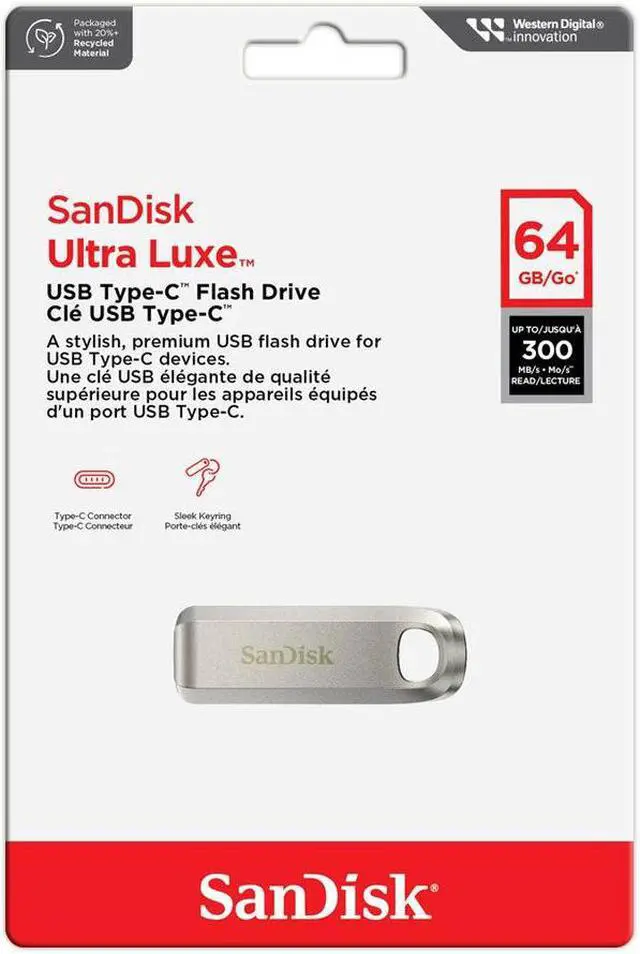 Alt view image 5 of 17 - SanDisk 64GB Ultra Luxe USB Type-C Flash Drive USB 3.2 Gen 1 Speed up to 300MB/s SDCZ75-064G-G46