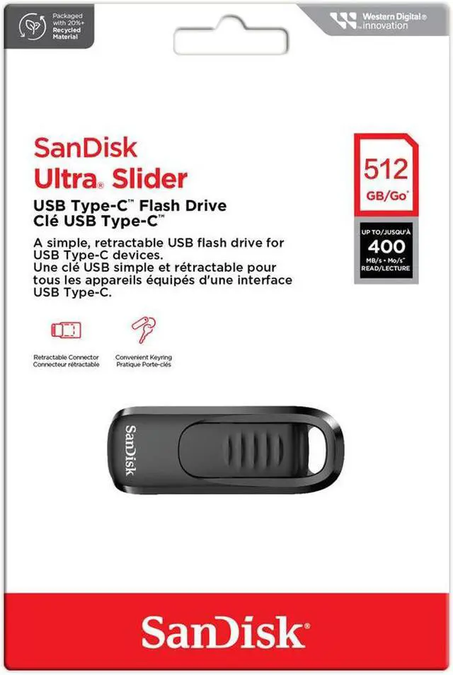 Alt view image 7 of 13 - SanDisk Ultra Slider 512GB USB Type-C Flash Drive, USB 3.2 Gen 1 Performance with a Retractable Connector