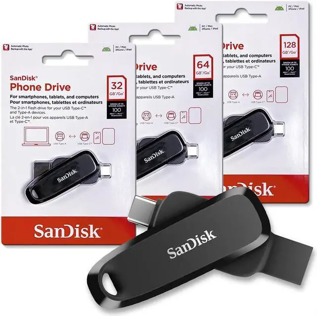 Alt view image 4 of 5 - SanDisk 32GB Phone Drive OTG USB Type-C & Type-A USB 3.2 Gen 1 read speeds up to 100MB/s [Black]