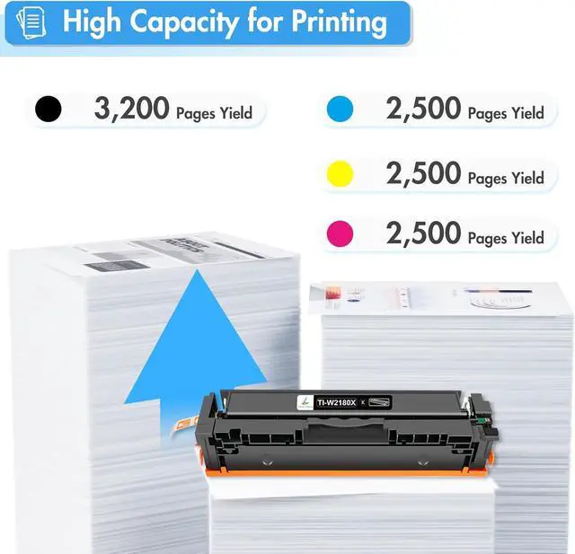Alt view image 3 of 8 - 218X 218A Toner Cartridges 4 Pack with Chip 3201dw 3301fdw Compatible Replacement for HP 218A 218X Color Laserjet Pro 3201dw Pro MFP 3301cdw 3301sdw Printer High Yield Ink Set W2180X W2180A (B/C/Y/M)