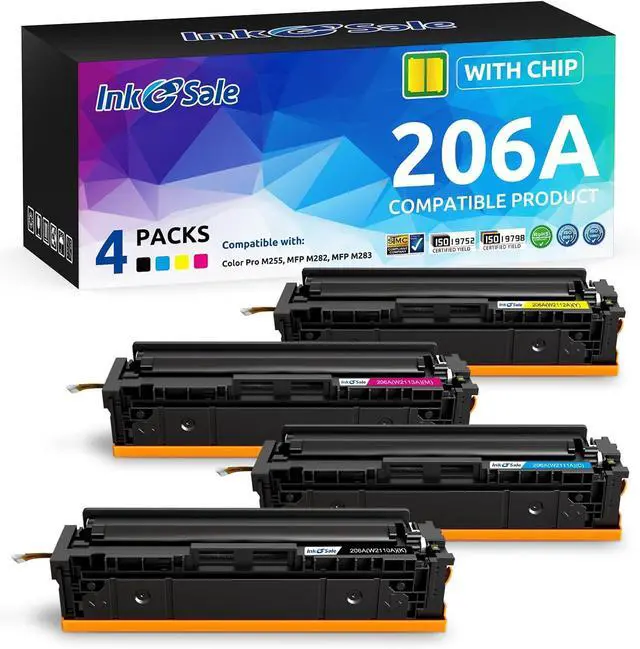 Main image of 206A M283fdw Toner Cartridge [with Chip] Compatible Replacement for 206A W2110A Toner cartridges hp Set HP Color Pro MFP M283fdw M283fdn M283cdw M283 M255dw M255nw M255 M282nw M282 Printer, 4 Pack
