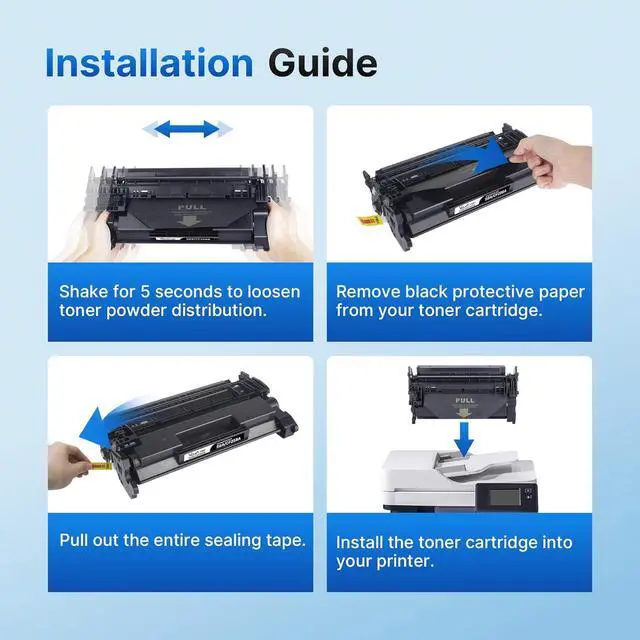 Alt view image 6 of 6 - Valuetoner 58A Toner (with Chip) Compatible for HP 58A Toner Cartridge Black CF258A for HP 58X CF258X Work with HP Laserjet Pro MFP M428fdw M404dn M404n M404dw M428fdn M430f M406dn Printer (2-Black)