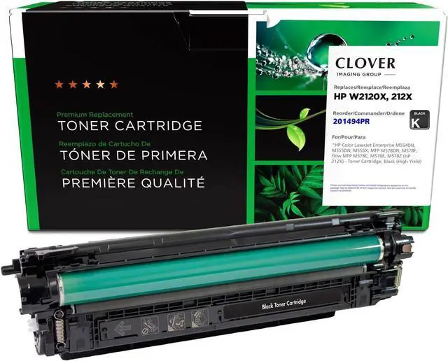 Main image of Clover Remanufactured High Yield Toner Cartridge (Reused OEM Chip) Replacement for HP W2120X (HP 212X) | Black