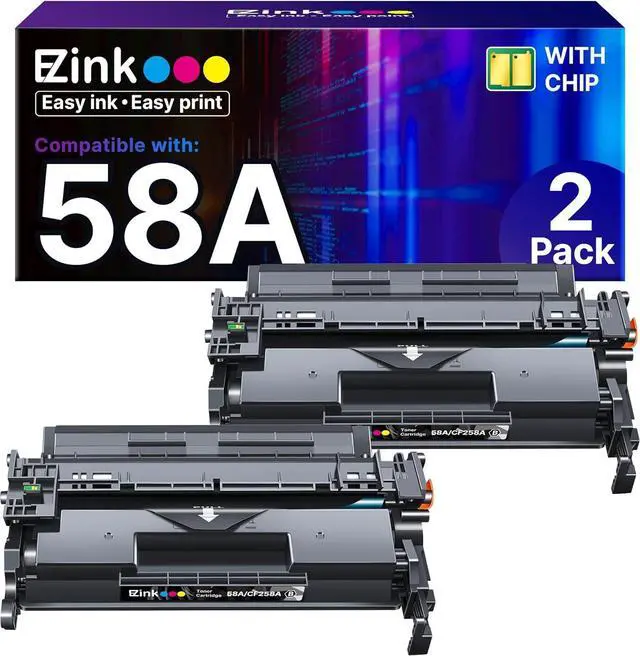 Main image of E-Z Ink 58A Toner Cartridge Black Compatible Replacement for HP 58A 58X CF258A CF258X Toner to use with Laserjet Pro MFP M428fdw M404dn M404n M404dw M428fdn M430f M406dn Printer (2 Black with Chip)