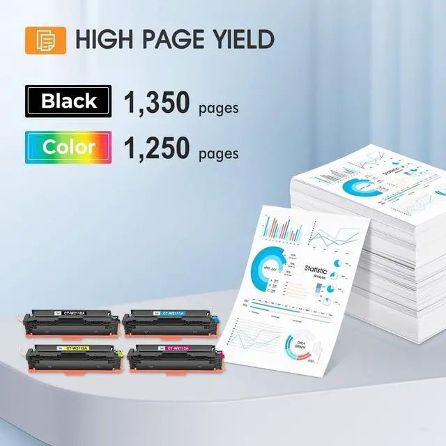 Alt view image 3 of 7 - 206A Toner Cartridges 4 Pack M283cdw Set Compatible Replacement for HP 206A 206X Color Laserjet Pro MFP M283fdw M255dw M283 M255 Printer High Yield Ink (with Chip) (Black Cyan Yellow Magenta)