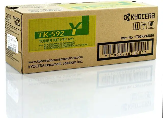 Main image of Kyocera Mita TK-592Y 1T02KVAUS0 FS-C2026 C2126 C2526 C5250 M6026 P6026 Toner Cartridge (Yellow) in Retail Packaging