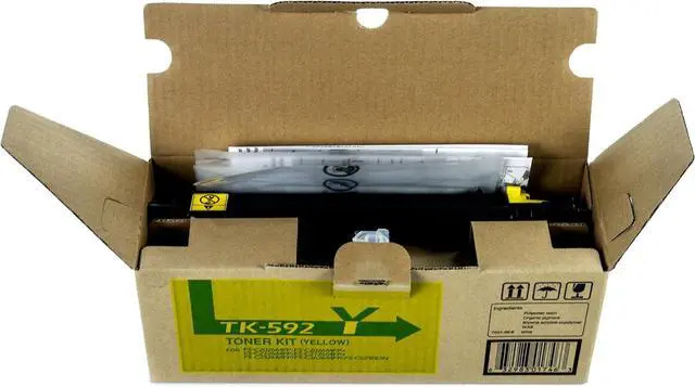 Alt view image 3 of 3 - Kyocera Mita TK-592Y 1T02KVAUS0 FS-C2026 C2126 C2526 C5250 M6026 P6026 Toner Cartridge (Yellow) in Retail Packaging