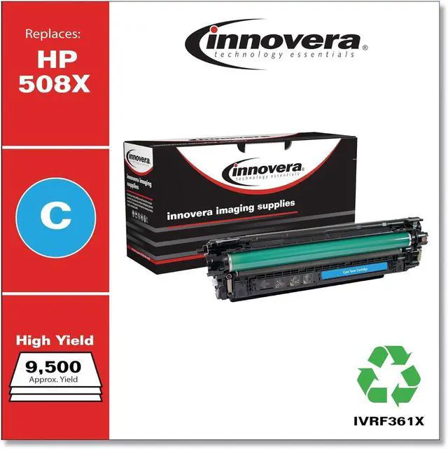 Alt view image 2 of 7 - Innovera Remanufactured Cyan High-Yield Toner, Replacement for 508X (CF361X), 9,500 Page-Yield