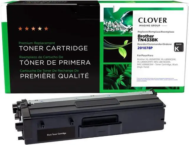 Main image of Clover Remanufactured Toner Cartridge Replacement for Brother TN433BK | Black | High Yield