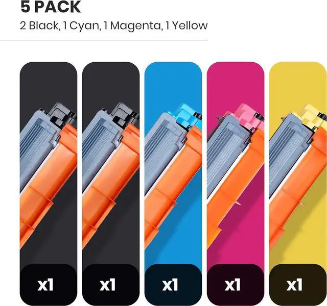 Alt view image 2 of 7 - YoYoInk Compatible Toner Cartridge Replacement for Brother TN221 TN225 B/C/M/Y (2 Black, 1 Cyan, 1 Magenta, 1 Yellow; 5 Pack)